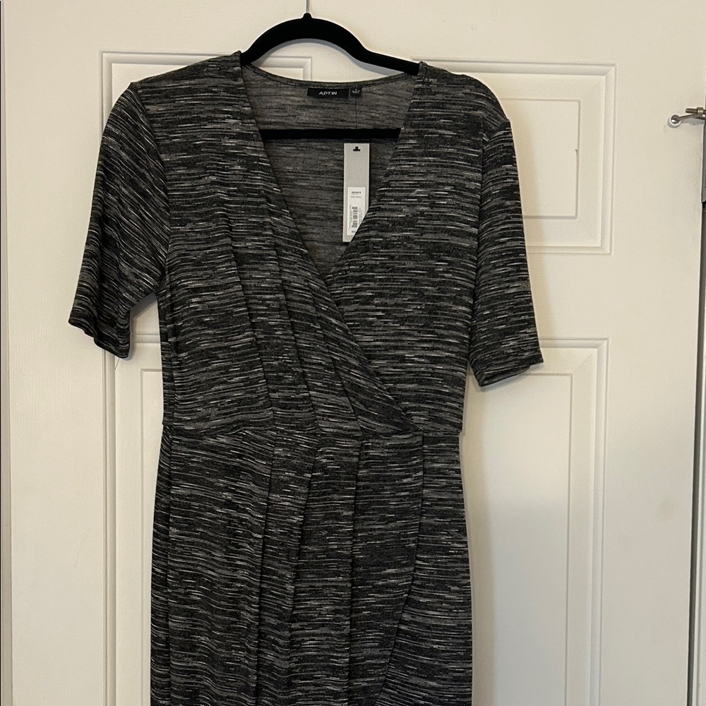 Apt. 9 Charcoal Heathered V-Neck Wrap Midi Dress
